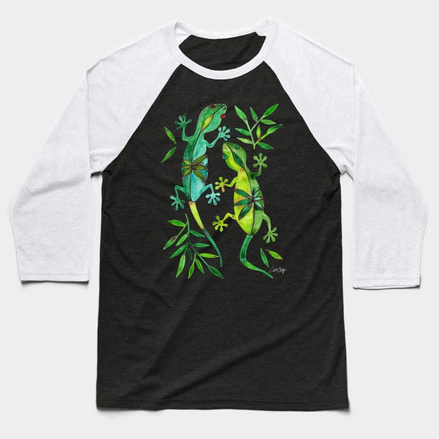 gecko green Baseball T-Shirt by CatCoq